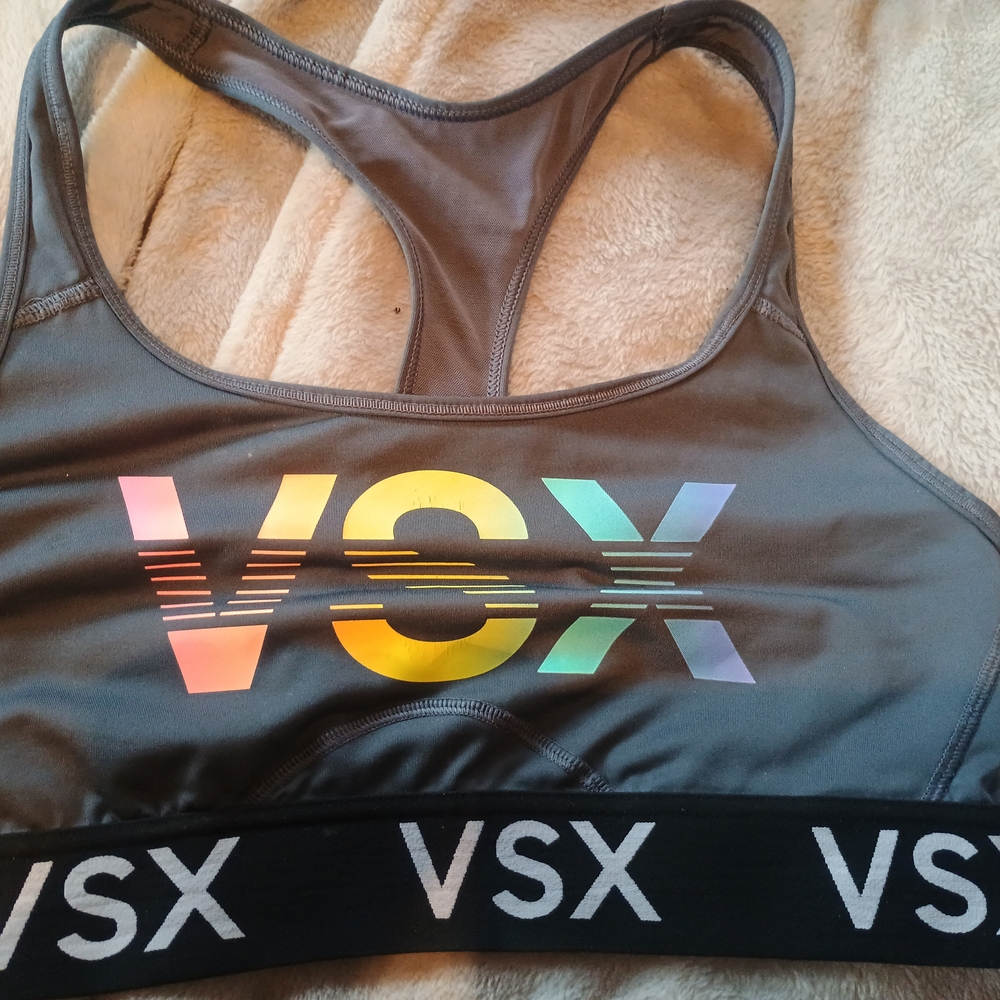 VSX Gray Sports Bra with Racerback and Elastic Band